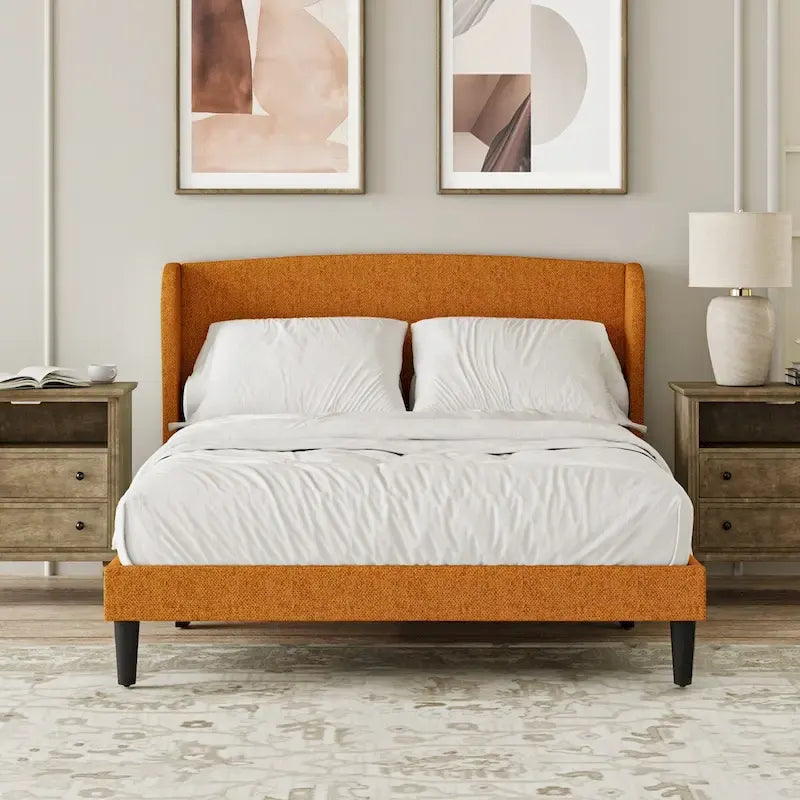 Gerald Upholstered Traditional Wingback Platform Bed By HULALA HOME