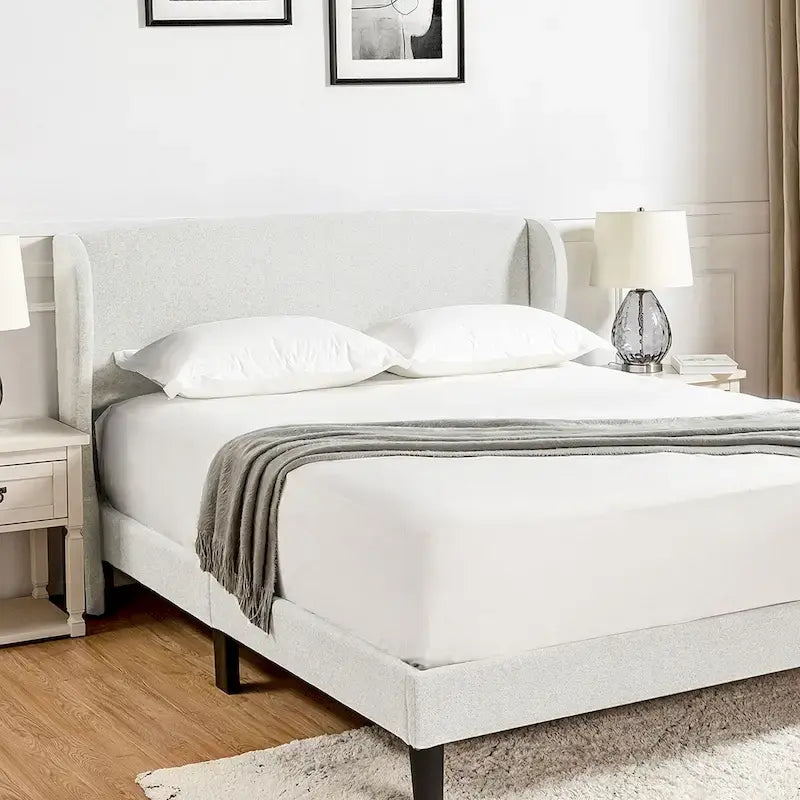 Gerald Upholstered Traditional Wingback Platform Bed By HULALA HOME