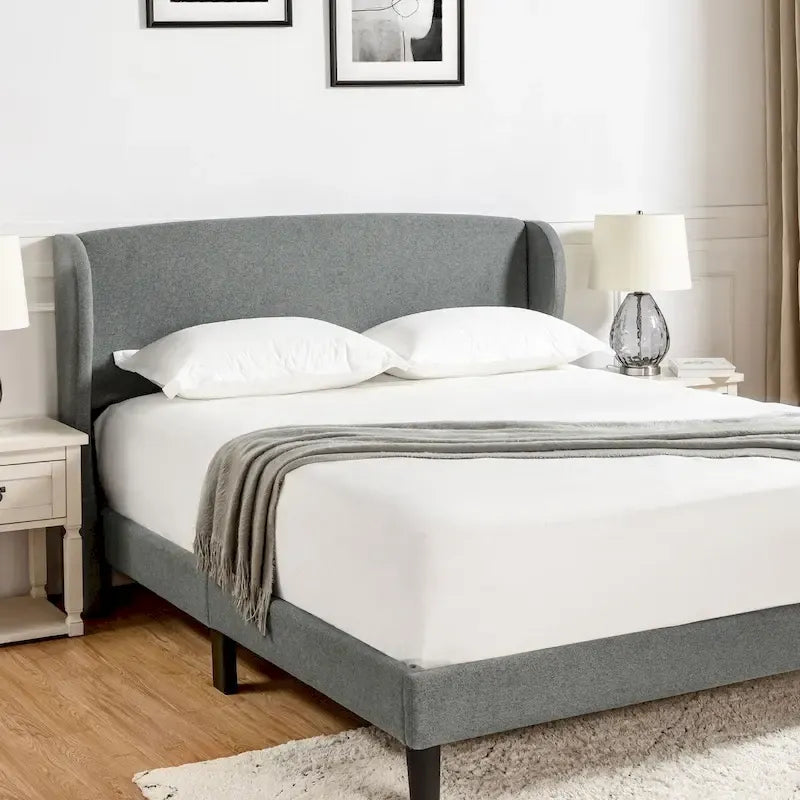 Gerald Upholstered Traditional Wingback Platform Bed By HULALA HOME
