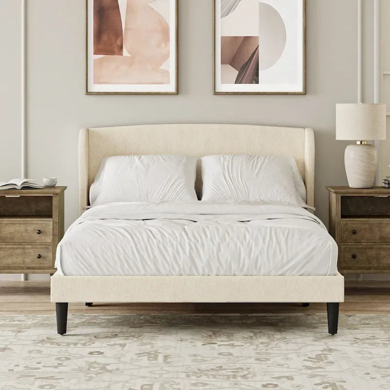 Gerald Upholstered Traditional Wingback Platform Bed By HULALA HOME