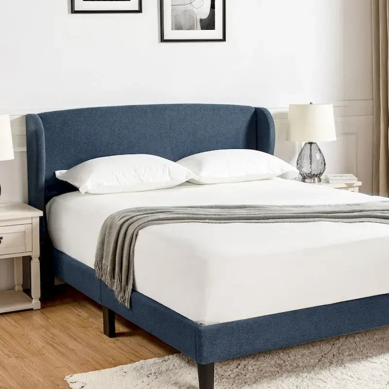 Gerald Upholstered Traditional Wingback Platform Bed By HULALA HOME