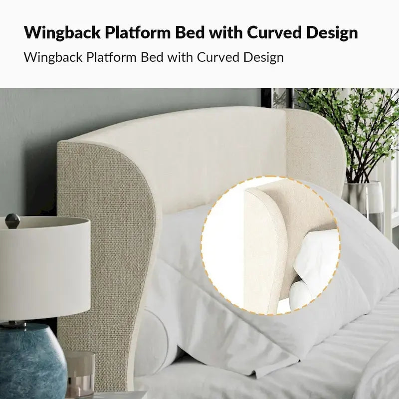 Gerald Upholstered Traditional Wingback Platform Bed By HULALA HOME