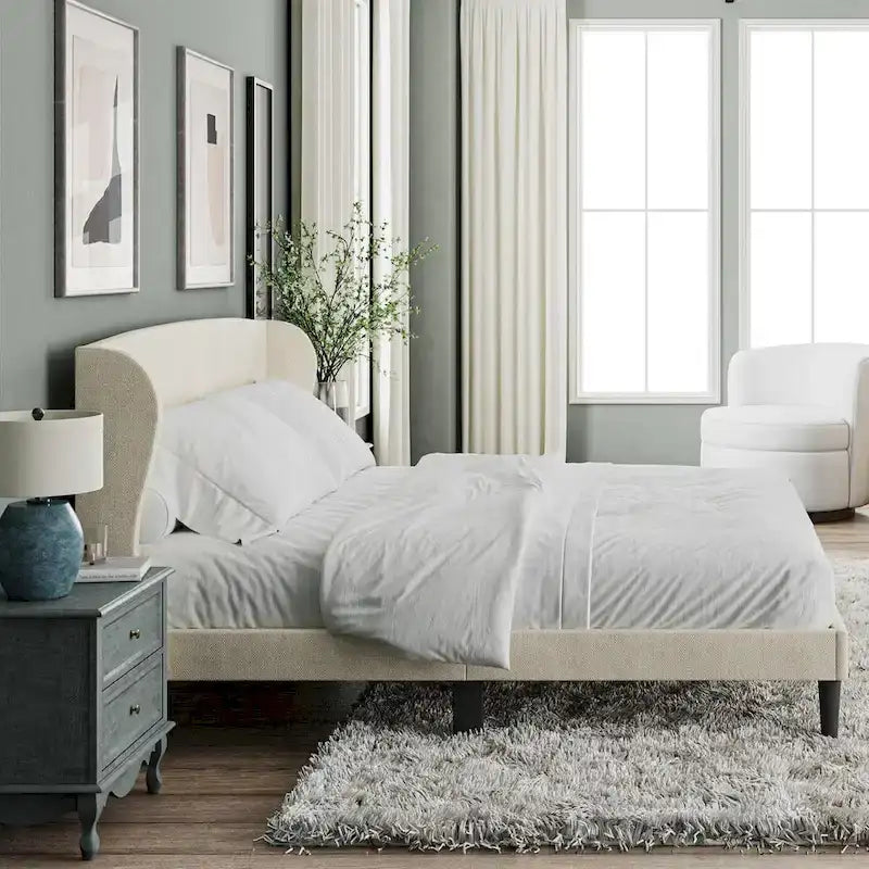 Gerald Upholstered Traditional Wingback Platform Bed By HULALA HOME