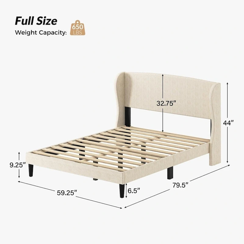 Gerald Upholstered Traditional Wingback Platform Bed By HULALA HOME