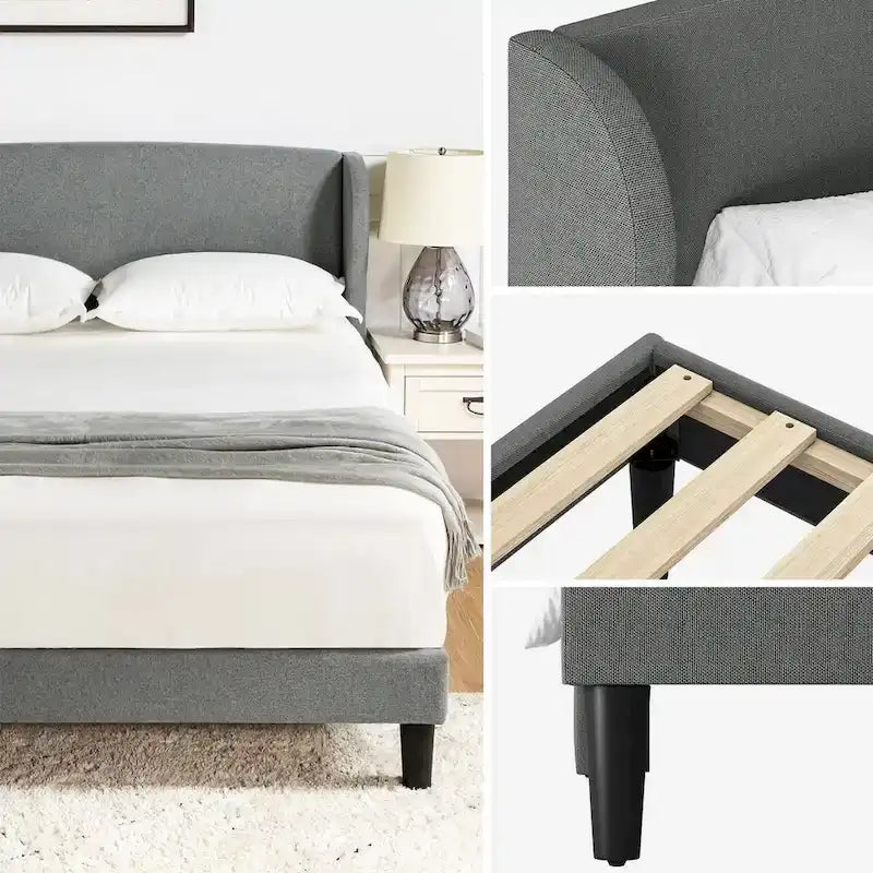 Gerald Upholstered Traditional Wingback Platform Bed By HULALA HOME