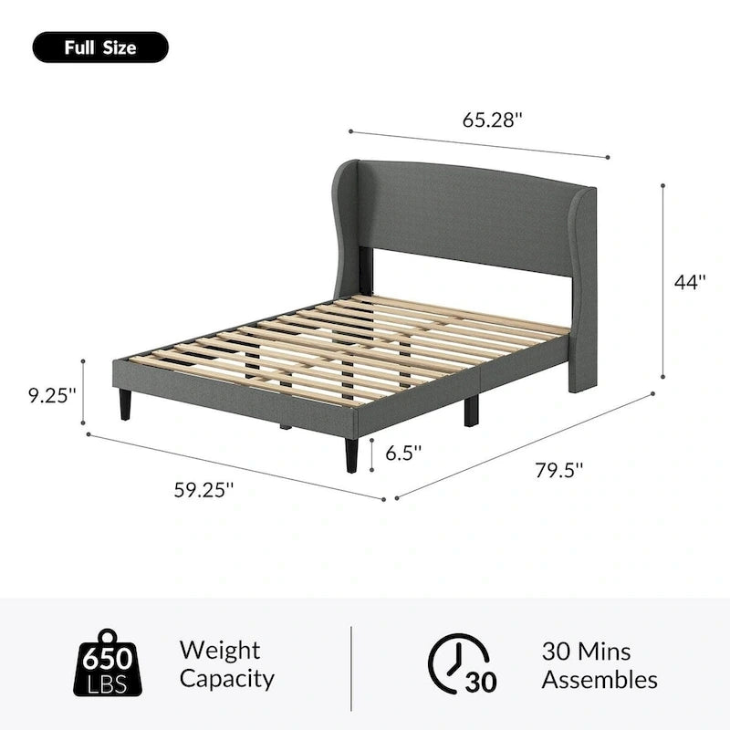 Gerald Upholstered Traditional Wingback Platform Bed By HULALA HOME