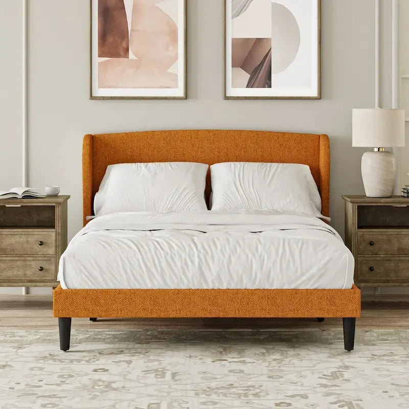 Gerald Upholstered Traditional Wingback Platform Bed By HULALA HOME