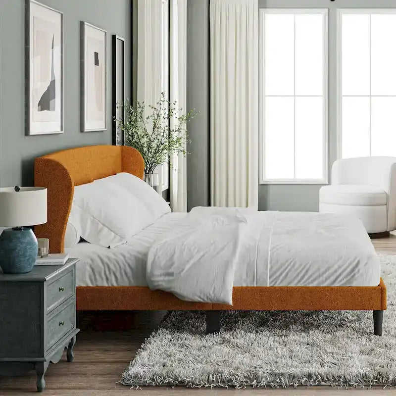 Gerald Upholstered Traditional Wingback Platform Bed By HULALA HOME