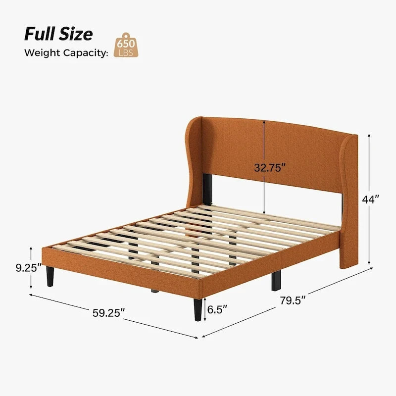 Gerald Upholstered Traditional Wingback Platform Bed By HULALA HOME