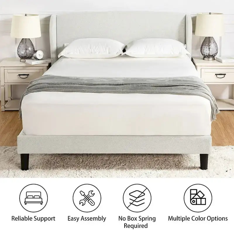 Gerald Upholstered Traditional Wingback Platform Bed By HULALA HOME