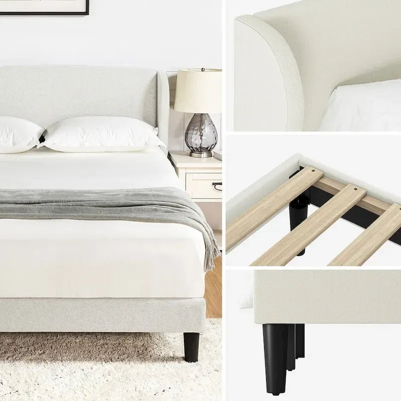 Gerald Upholstered Traditional Wingback Platform Bed By HULALA HOME