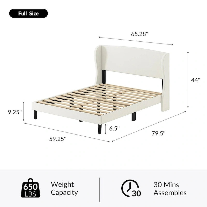 Gerald Upholstered Traditional Wingback Platform Bed By HULALA HOME