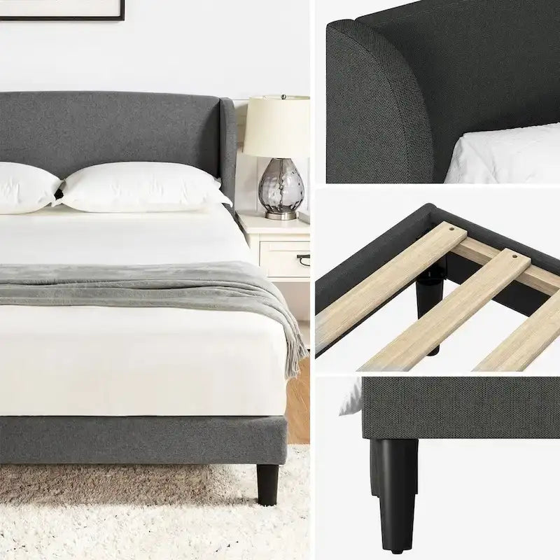 Gerald Upholstered Traditional Wingback Platform Bed By HULALA HOME