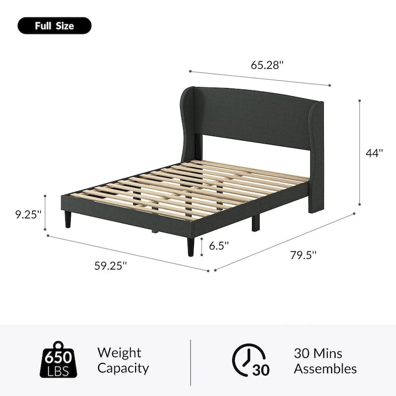 Gerald Upholstered Traditional Wingback Platform Bed By HULALA HOME