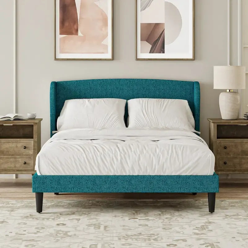 Gerald Upholstered Traditional Wingback Platform Bed By HULALA HOME