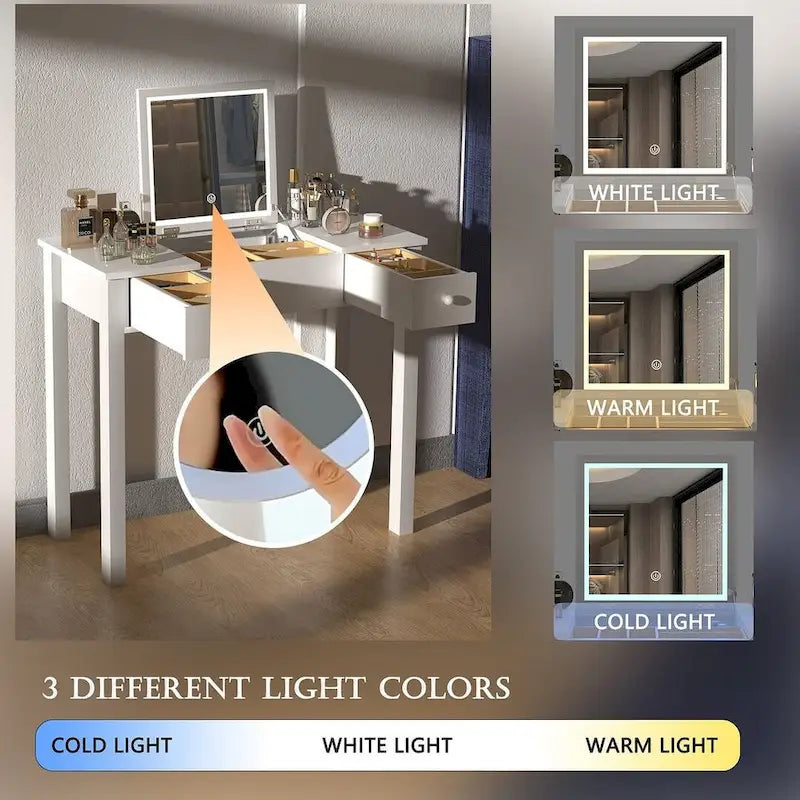 32.99 Makeup Storage Table Makeup With LED Light &Mirror