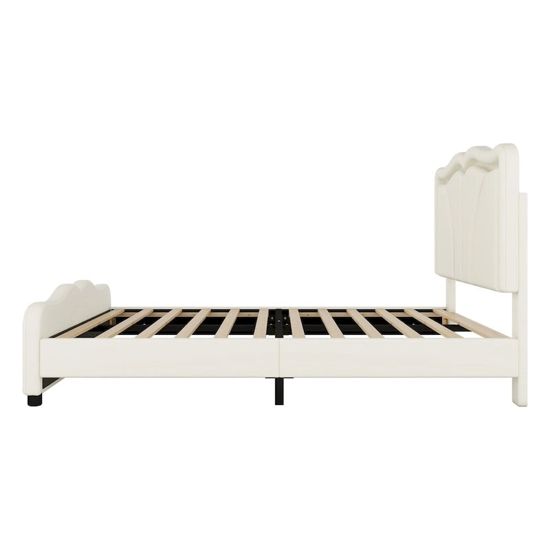 Full Size LED Upholstered Platform Bed with Adjustable Headboard