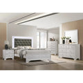 LED Lights Fabric Upholstery Faux Diamond Panel Bed Bedroom 5pc Set