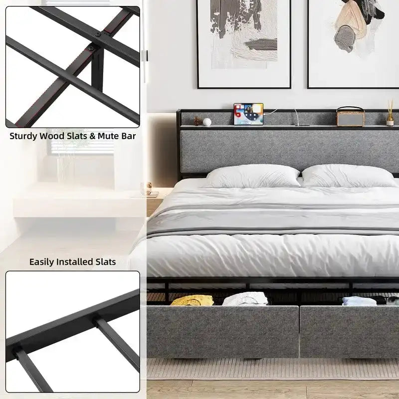 JX bed with drawers at the end of the bed