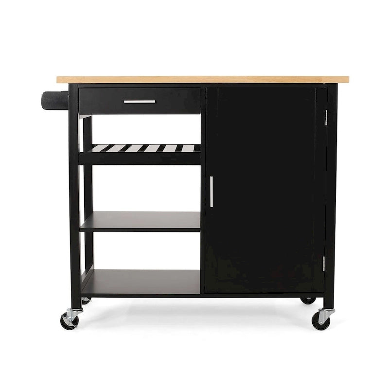 Modern Wooden Kitchen Cart with Wheels Drawer and Cabinet by Christopher Knight Home