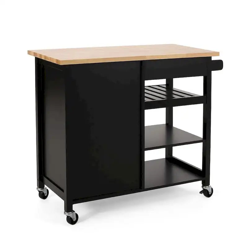 Modern Wooden Kitchen Cart with Wheels Drawer and Cabinet by Christopher Knight Home