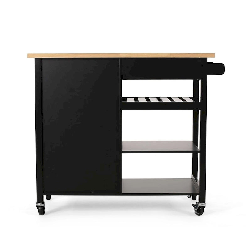 Modern Wooden Kitchen Cart with Wheels Drawer and Cabinet by Christopher Knight Home