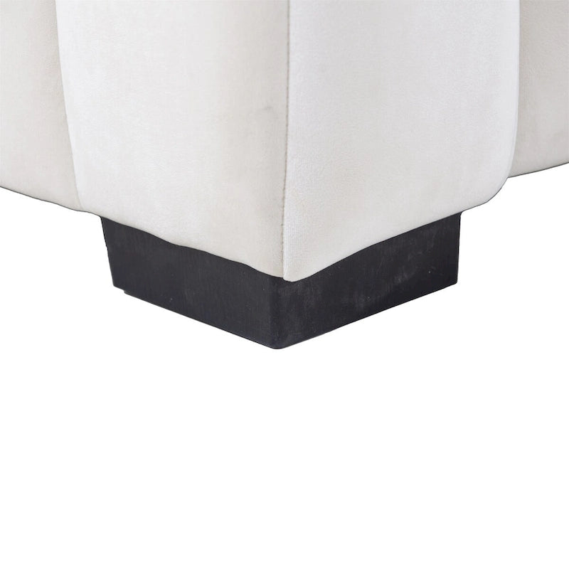 Channel Tufted Sofa Velvet Upholstered Left Chaise Modular Sofa