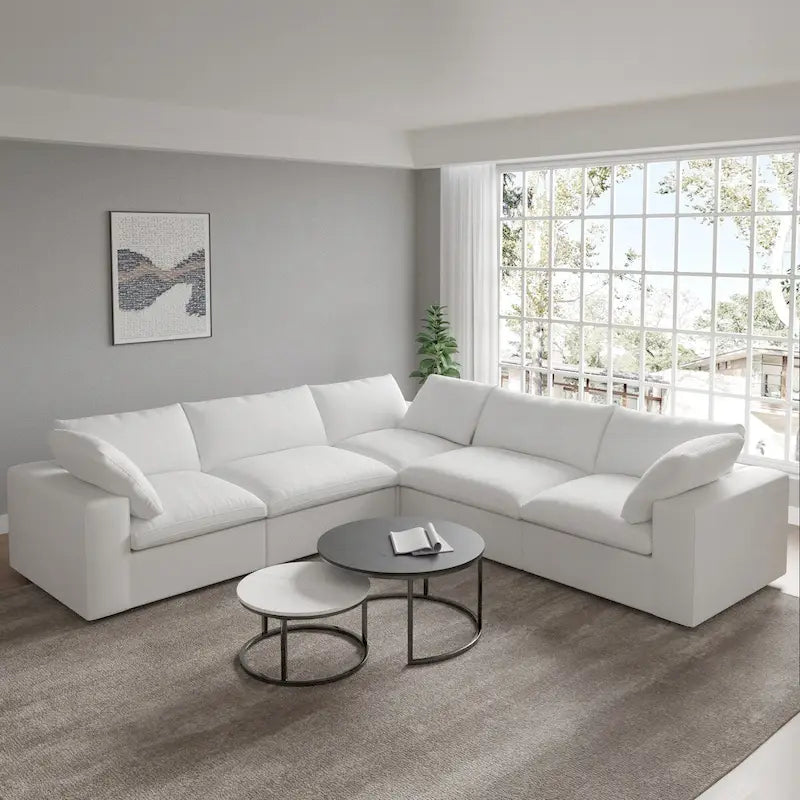 Convertible Modular Sectional Sofa, 5 Seater Corner Sofa with Pillows, 2 x 120.45 Minimalist Sofa Couch for Living Room