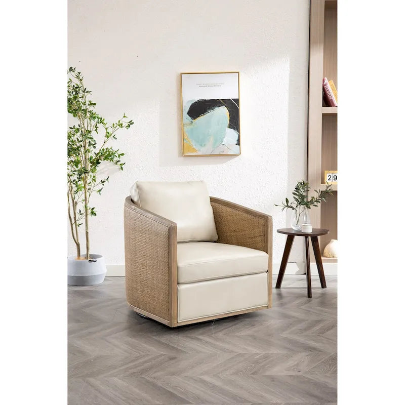 Comfortable circular sofa chair in living room, 360 degree rotating bucket club chair