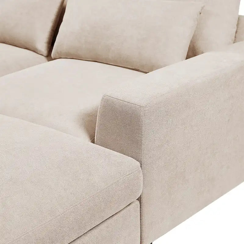 Modern Convertible Large L-shaped Feather Filled Sectional Sofa with Reversible Chaise - 129.9W x 72D x 31.5H