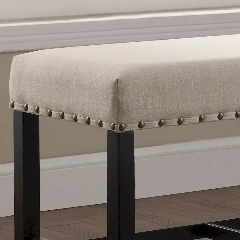Fabric Counter Height Dining Bench with Nailhead Trim