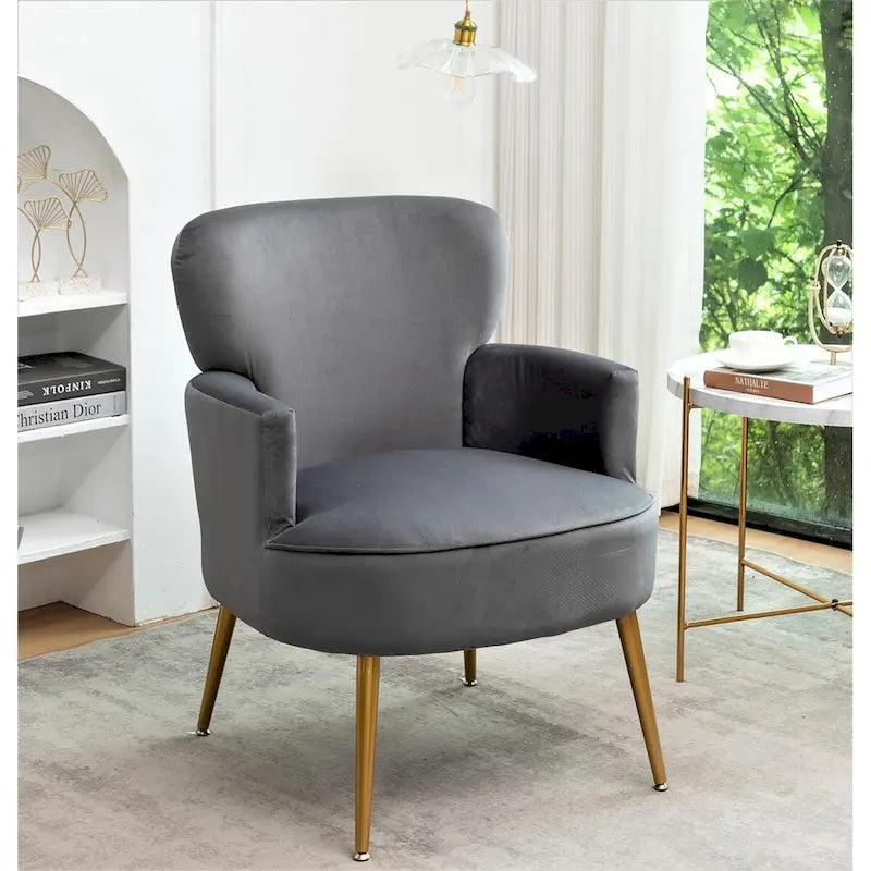 US Pride Furniture Stylish Velvet Armchair with Gold Metal Legs Comfortable Accent Chair