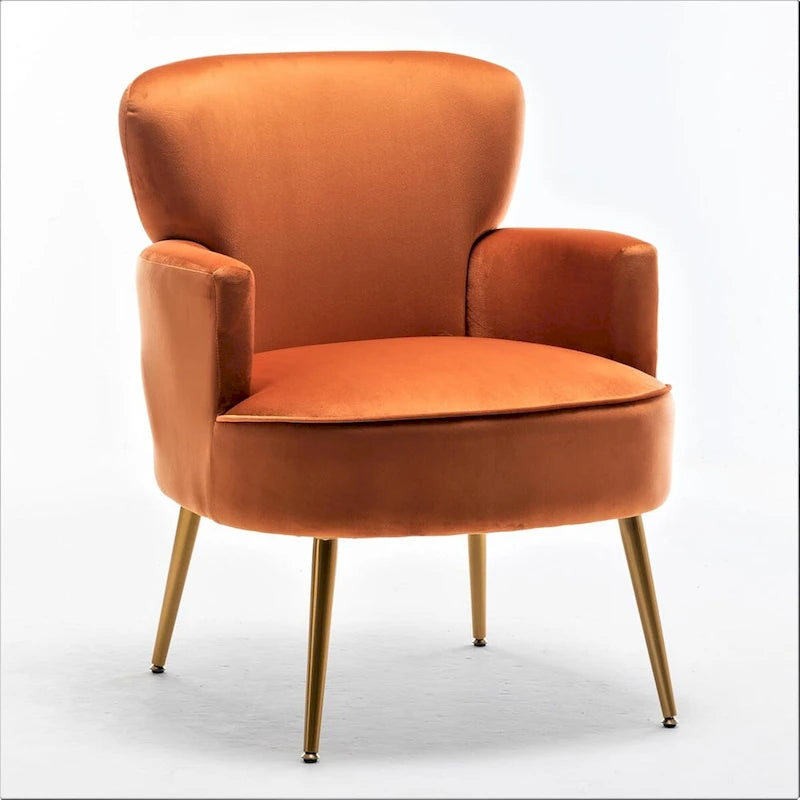 US Pride Furniture Stylish Velvet Armchair with Gold Metal Legs Comfortable Accent Chair
