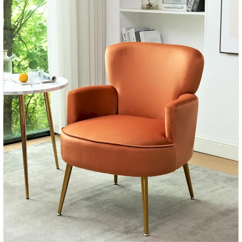 US Pride Furniture Stylish Velvet Armchair with Gold Metal Legs Comfortable Accent Chair