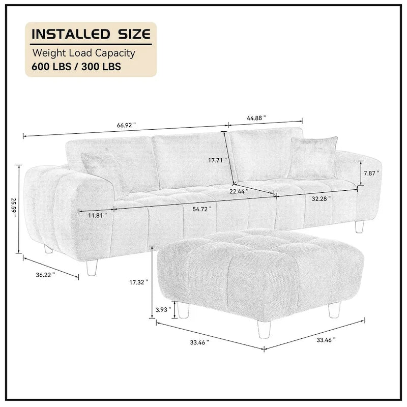 Convertible L Shaped Sectional Sofa Couch for Living Room and Office