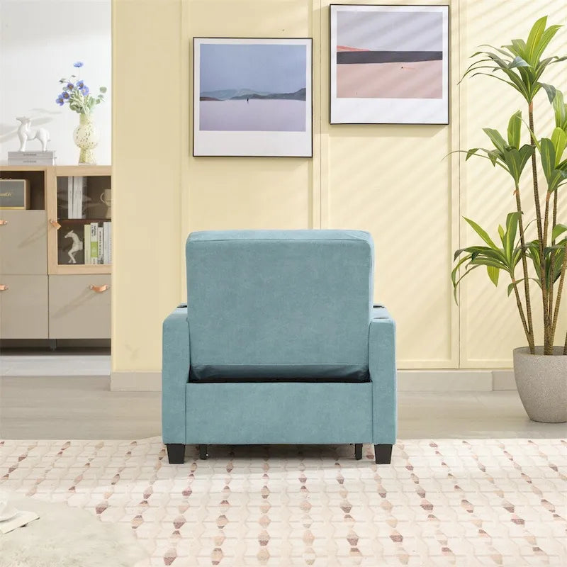 3-in-1 Pull Out Futon Convertible Chair with USB Ports