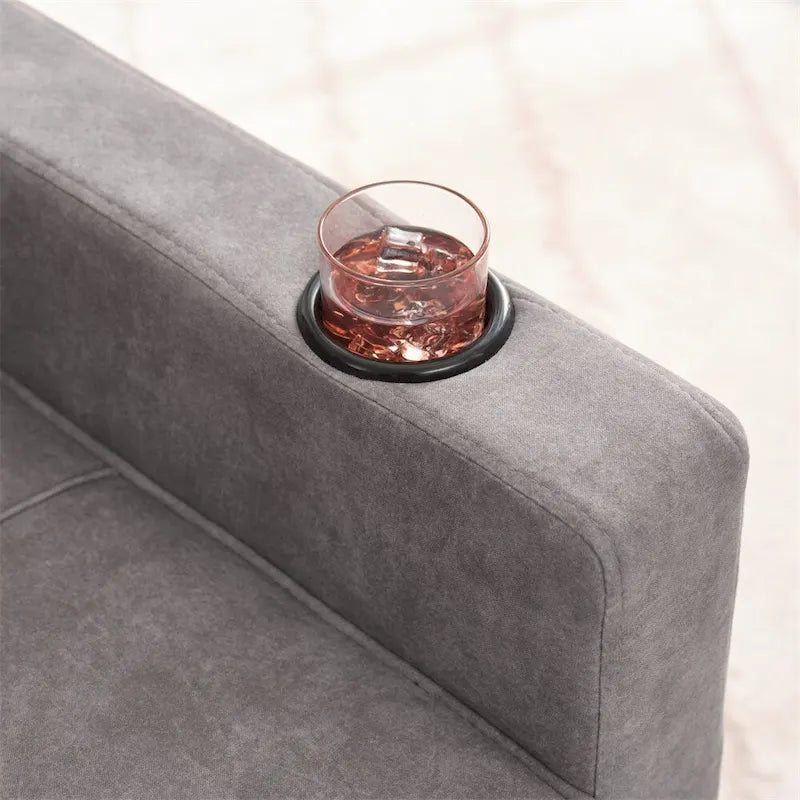 3-in-1 Pull Out Futon Convertible Chair with USB Ports