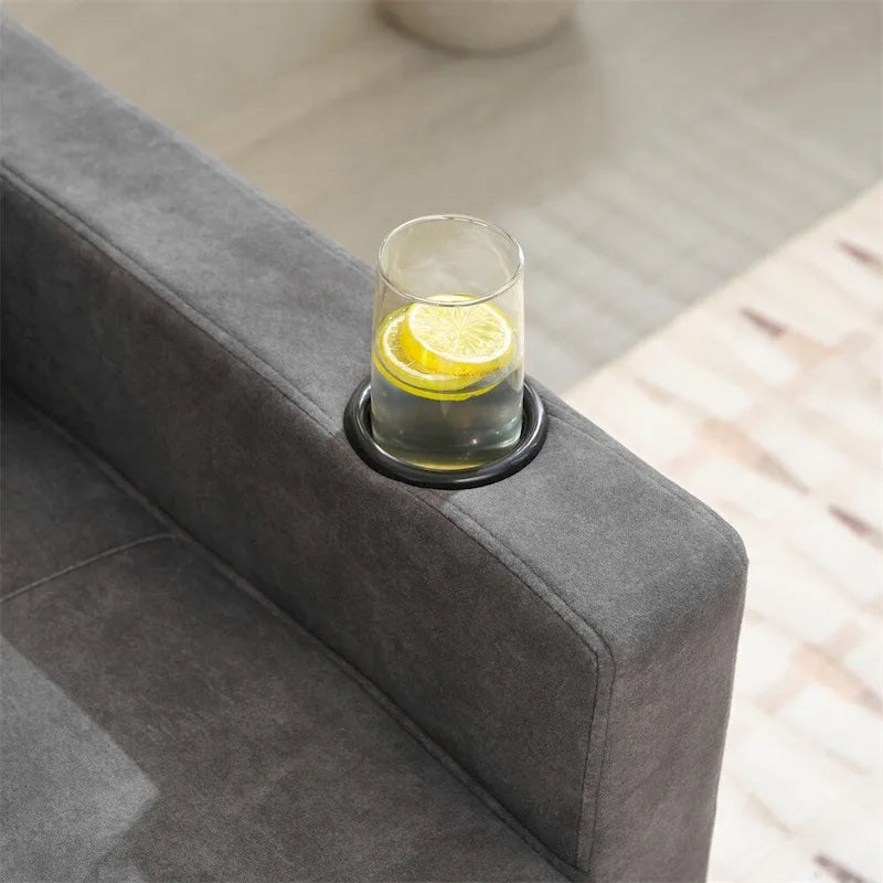 3-in-1 Pull Out Futon Convertible Chair with USB Ports