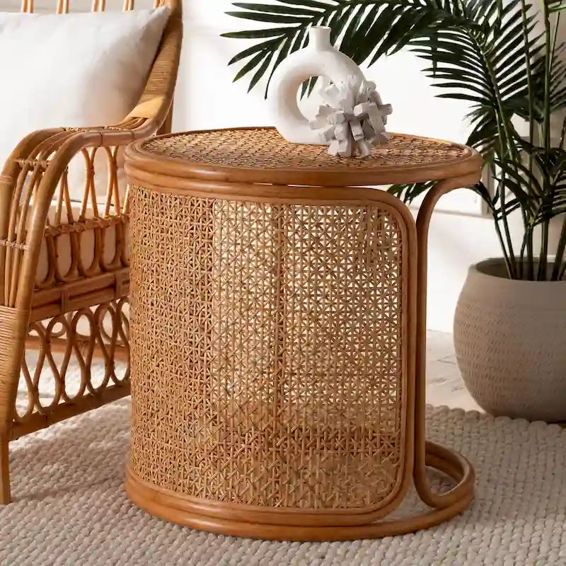 Eldon Bohemian Rattan End Table