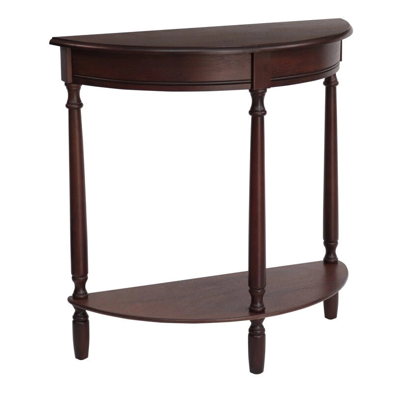 Simplify Half Round Accent Table, Walnut, 28.25w 11.8d 28.25h