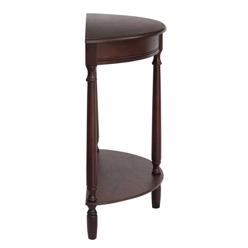 Simplify Half Round Accent Table, Walnut, 28.25w 11.8d 28.25h