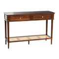 Acacia Wood Console Table with Cane Shelf