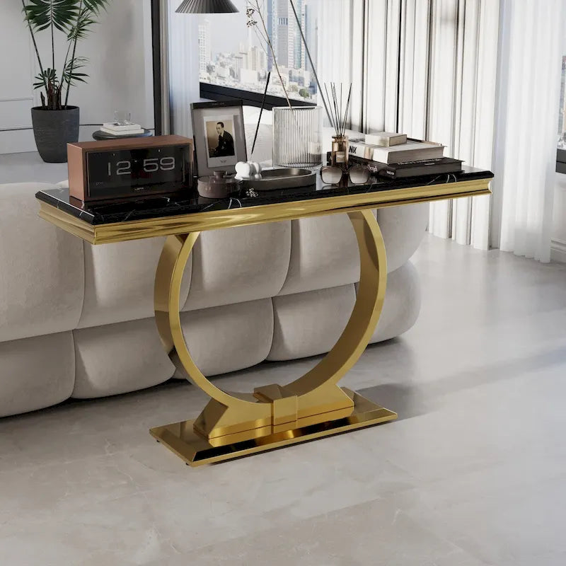 50 inch Rectangle Console Table with Circle Base