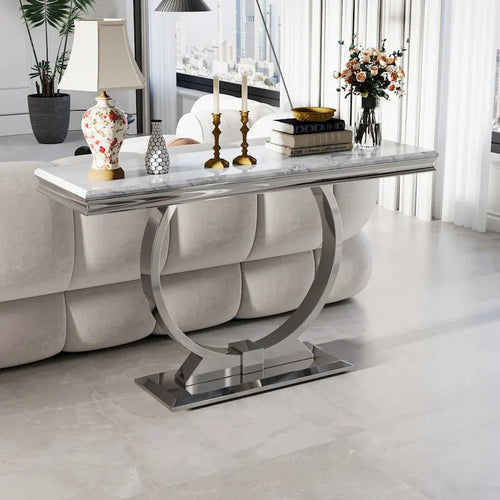 50 inch Rectangle Console Table with Circle Base