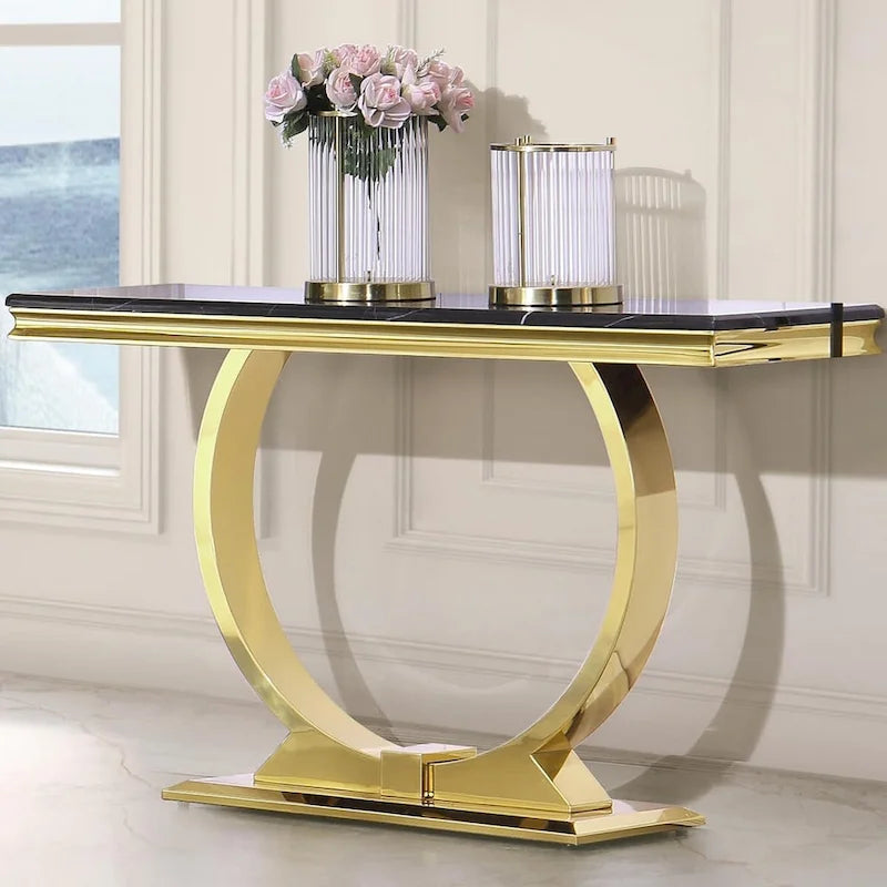 50 inch Rectangle Console Table with Circle Base