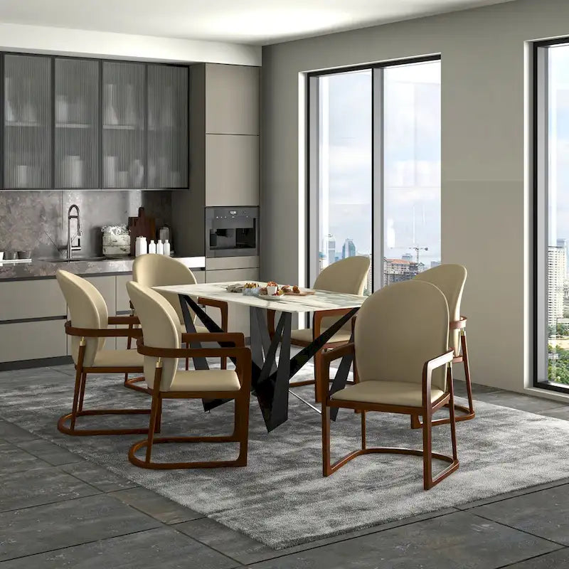 Modern Dining Chair in Upholstered Leather Svelta Series by LeisureMod