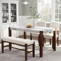 4-piece Dining Set with Faux Marble Style Table and 2 Upholstered Chairs & Bench with Wood Legs