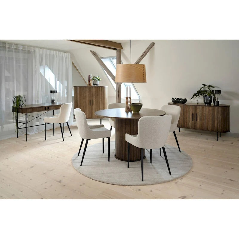 Rye Studio Boucle Dining Chairs with Black Steel Legs, Set of 2