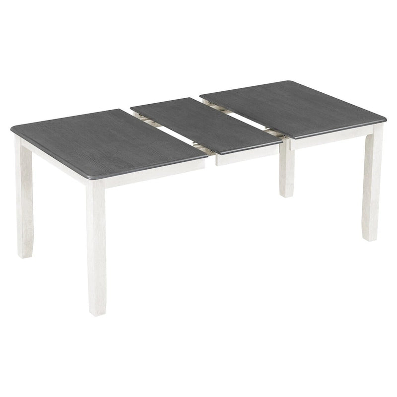 Retro Style 7-Piece Dining Table Set with Extendable Table and 6 Upholstered Chairs
