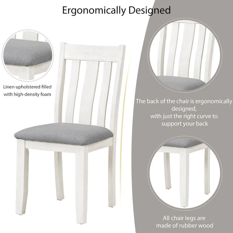 Retro Style 7-Piece Dining Table Set with Extendable Table and 6 Upholstered Chairs